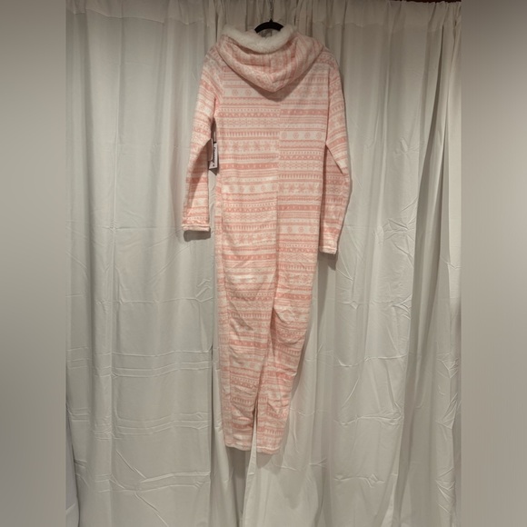 BearPaw Pink Fair Isle Cozy Hooded Jumpsuit - Picture 2 of 5